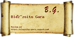 Blázsits Gara névjegykártya